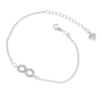 Pulseira folheada a prata com adereço em forma do símbolo do infinito em strass