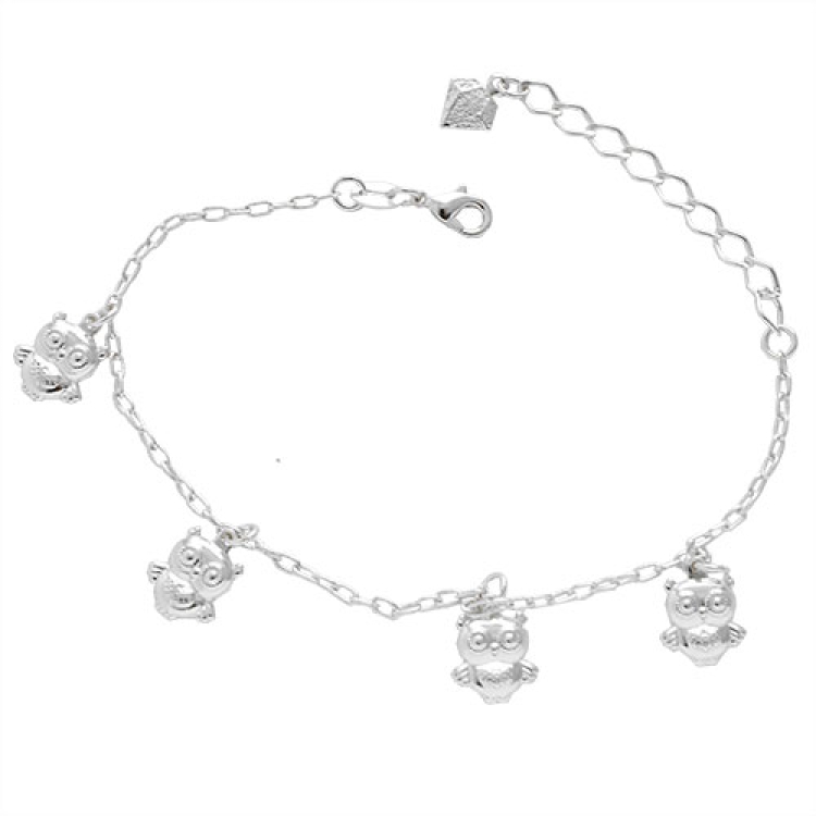 Foto 1 do Produto Pulseira folheada a prata com pingentes em forma de coruja