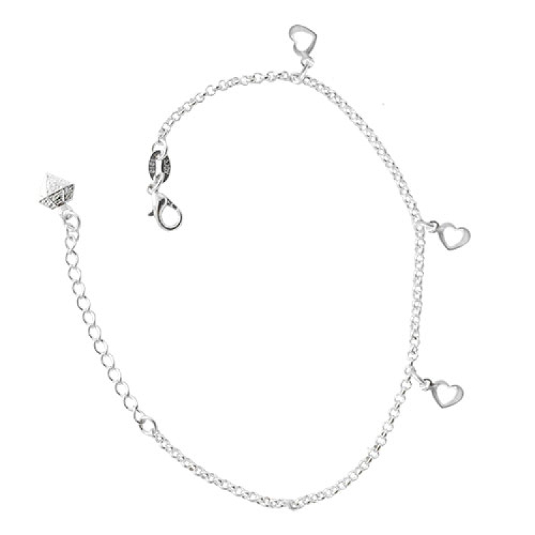 Foto 1 do Produto Pulseira folheada a prata com pingentes em forma de coração vazado