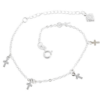 Pulseira folheada a prata com pingentes em forma de cruz
