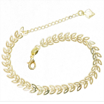 Pulseira folheada a ouro com elos em forma de folhas