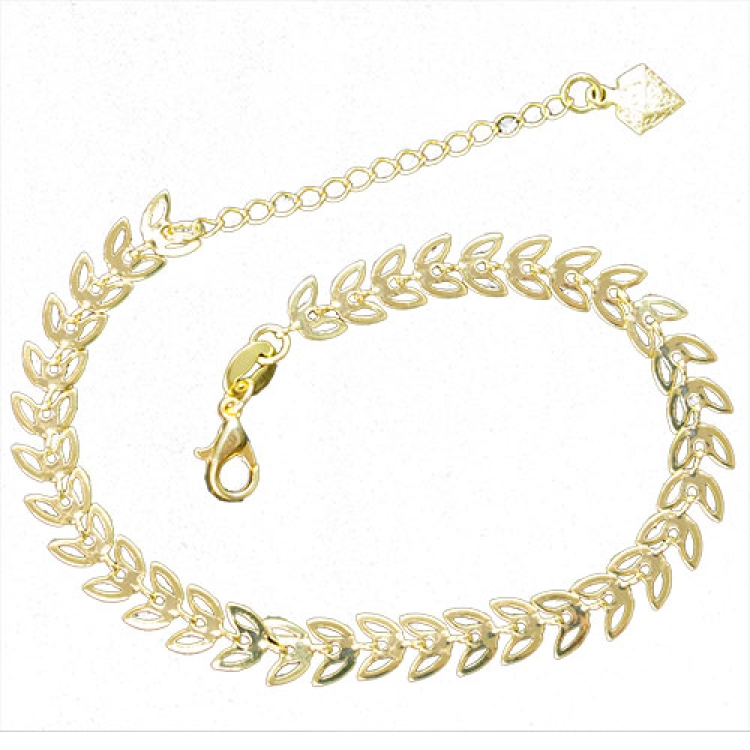 Foto 1 do Produto Pulseira folheada a ouro com elos em forma de folhas