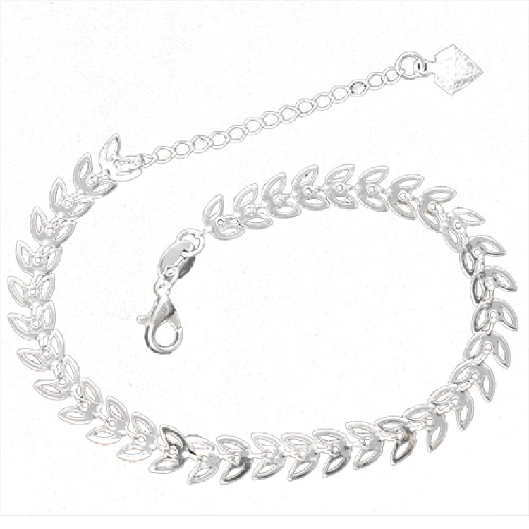 Foto 1 do Produto Pulseira folheada a prata com elos em forma de folhas
