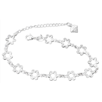 Pulseira folheada a prata com elos em forma de flores