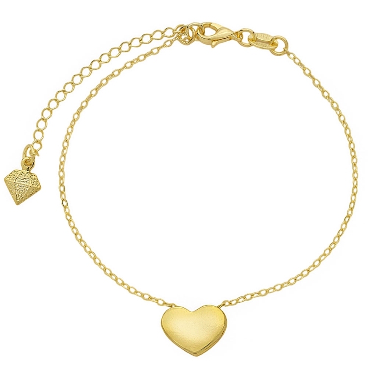 Foto 1 do Produto Pulseira folheada a ouro com adereço passante em forma de coração