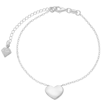 Pulseira folheada a prata com adereço passante em forma de coração