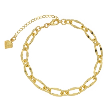 Pulseira folheada a ouro com elos largos 1 x 1 e extensor