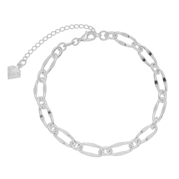 Pulseira folheada a prata com elos largos 1 x 1 e extensor