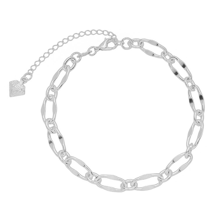 Foto 1 do Produto Pulseira folheada a prata com elos largos 1 x 1 e extensor