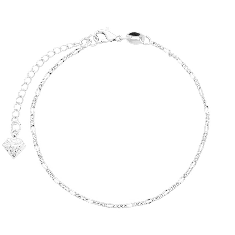 Foto 1 do Produto Pulseira folheada a prata com malha 3 x 1 de 1,5 mm