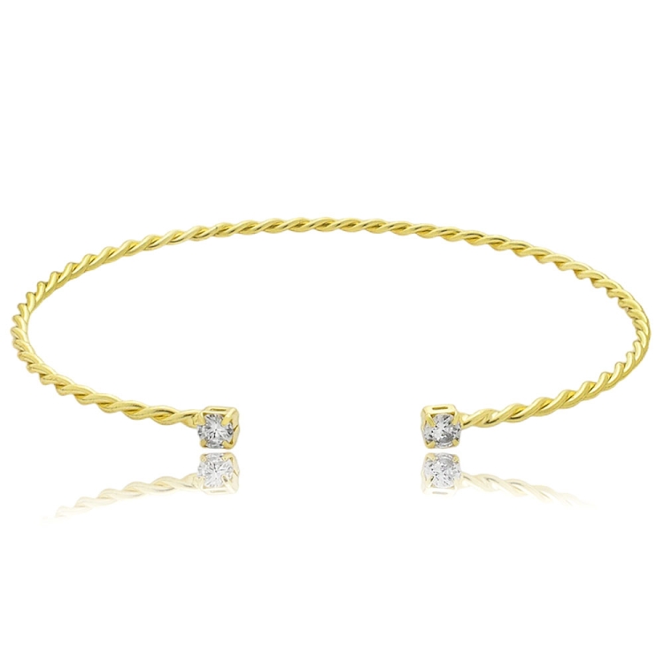 Foto 1 do Produto Bracelete fino folheado a ouro com fio trançado e pedras de zircônia