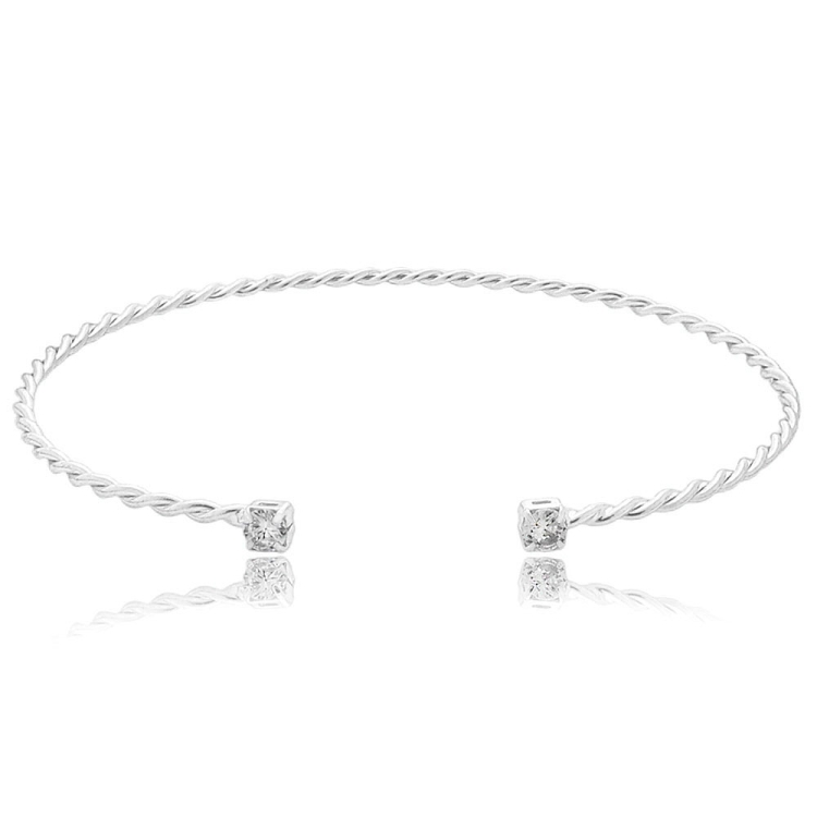 Foto 1 do Produto Bracelete fino folheado a prata com fio trançado e pedras de zircônia
