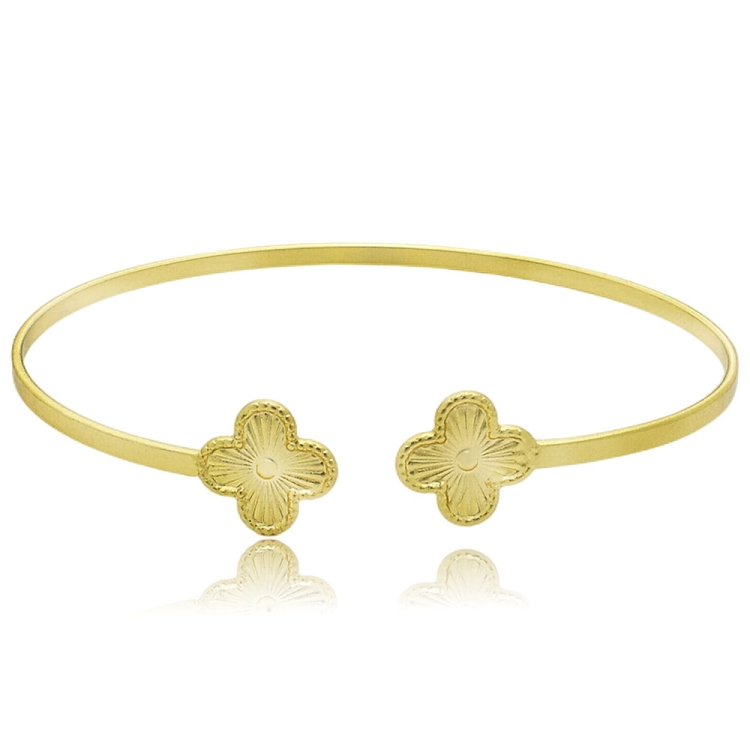 Foto 1 do Produto Bracelete fino folheado a ouro com fio laminado e adereços em forma de trevo