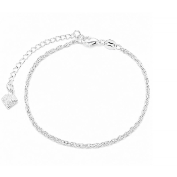 Pulseira folheada a prata com malha meia corda