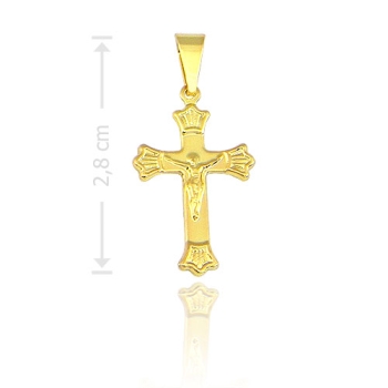 Crucifixo folheado a ouro c/ detalhes em alto relevo
