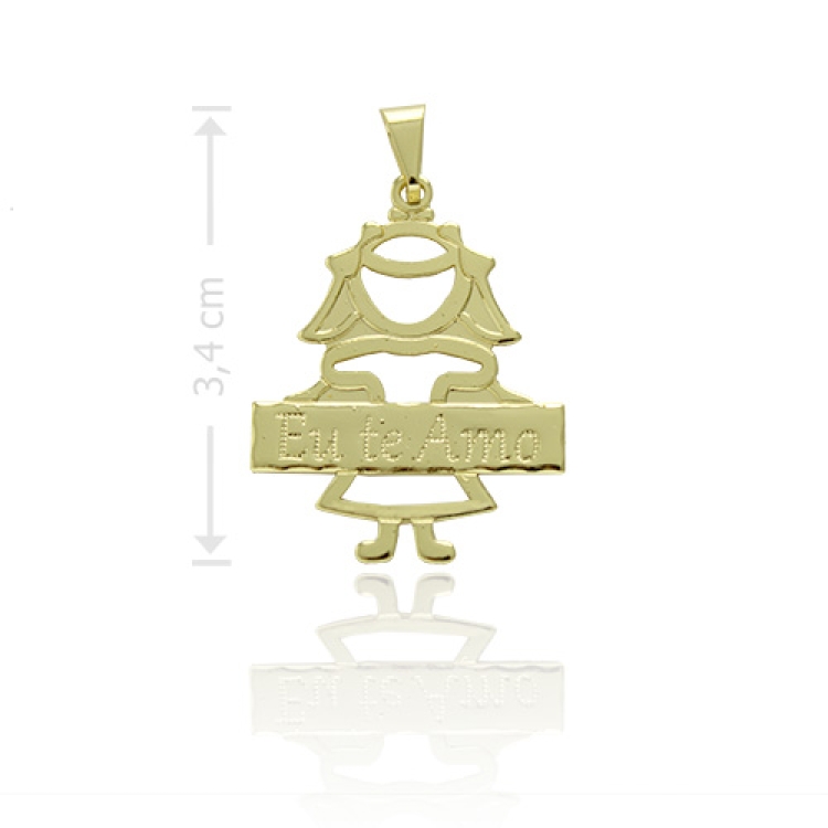 Foto 1 do Produto Pingente Menininha folheado a ouro com plaquinha Eu te Amo
