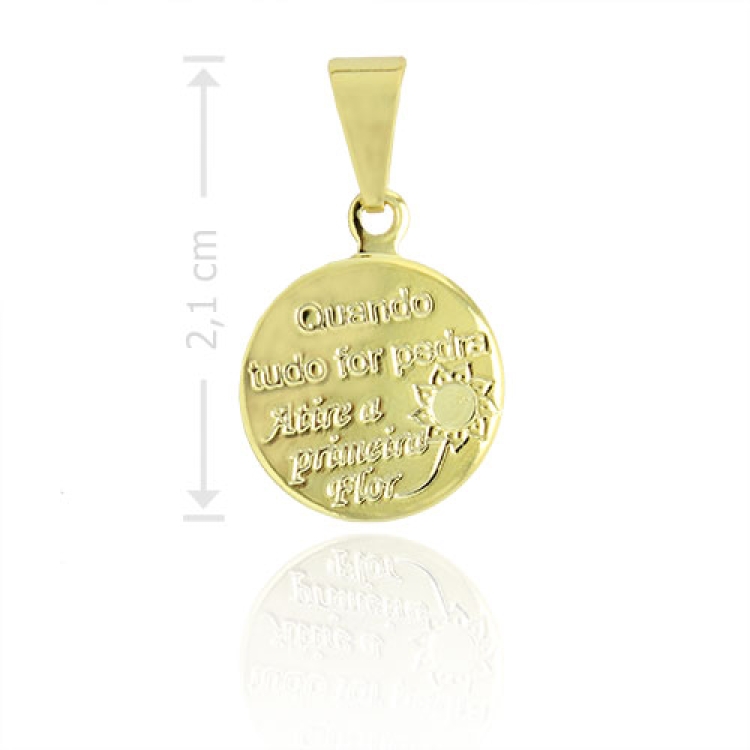 Foto 1 do Produto Pingente folheado a ouro com a frase Quando Tudo For Pedra Atire a Primeira Flor