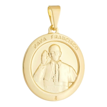 Medalha Papa Francisco folheada a ouro