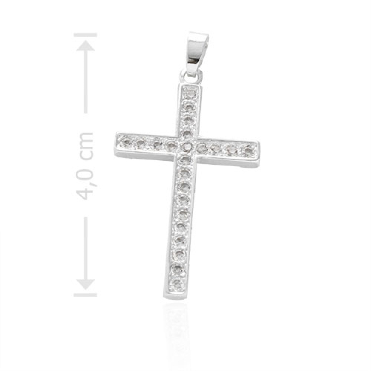 Foto 1 do Produto Crucifixo folheado a prata com micro zircônias cravejadas