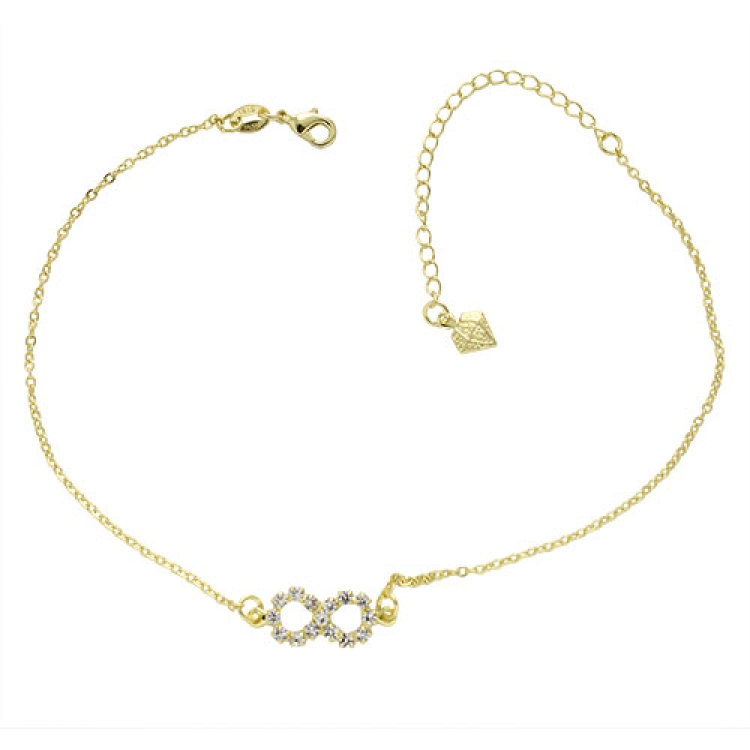 Foto 1 do Produto Tornozeleira do infinito folheada a ouro com strass