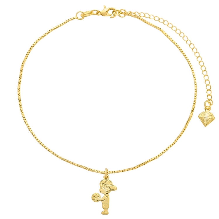 Foto 1 do Produto Tornozeleira folheada a ouro e pingente menino com bola