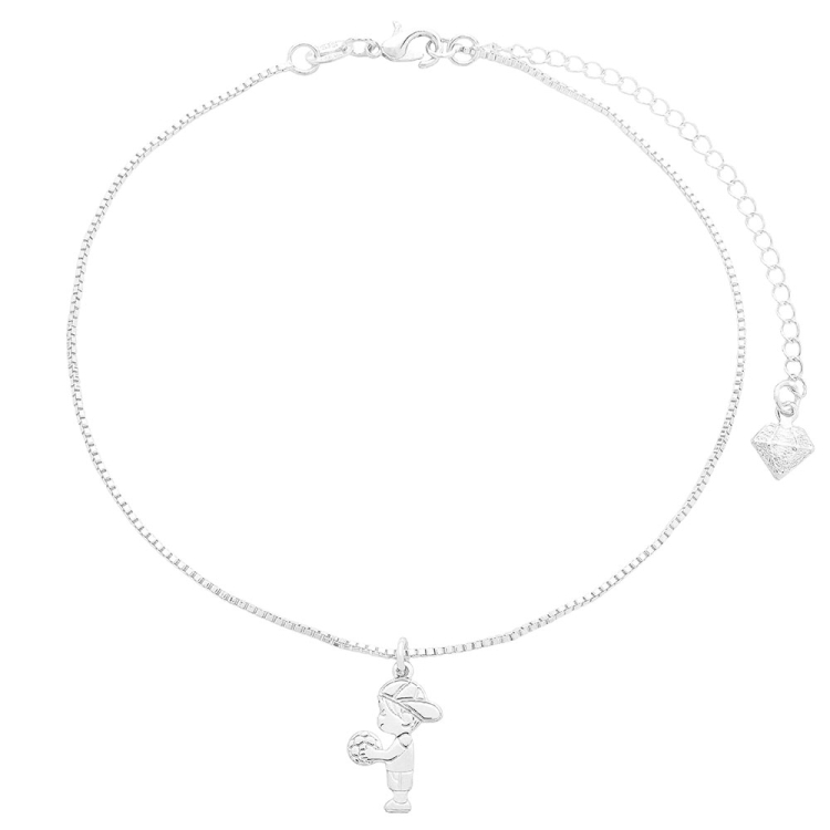 Foto 1 do Produto Tornozeleira folheada a prata e pingente menino com bola