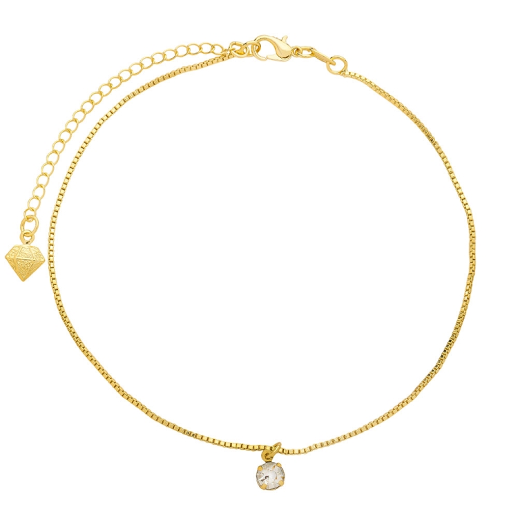 Foto 1 do Produto Tornozeleira ponto de luz folheada a ouro com strass