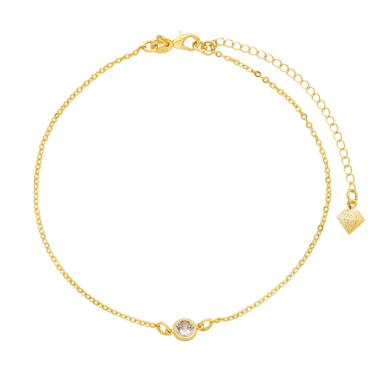 Foto 1 do Produto Tornozeleira ponto de luz folheada a ouro com zircônia