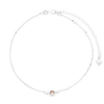 Tornozeleira ponto de luz folheada a prata com zircônia