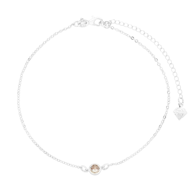 Foto 1 do Produto Tornozeleira ponto de luz folheada a prata com zircônia