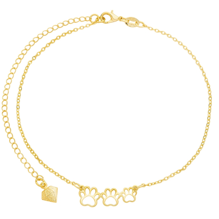 Foto 1 do Produto Tornozeleira folheada a ouro contendo adereço com 3 patinhas