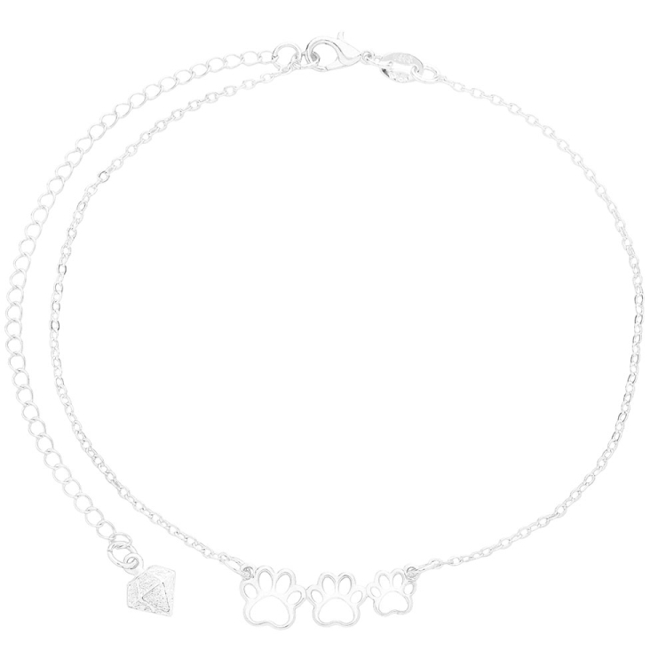 Foto 1 do Produto Tornozeleira folheada a prata contendo adereço com 3 patinhas