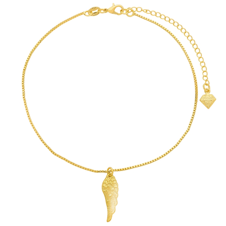 Foto 1 do Produto Tornozeleira folheada a ouro com pingente em forma de asa