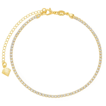 Tornozeleira folheada a ouro feita com pedras de zircônia