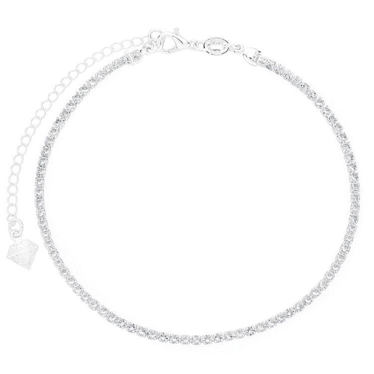 Foto 1 do Produto Tornozeleira folheada a prata feita com pedras de zircônia